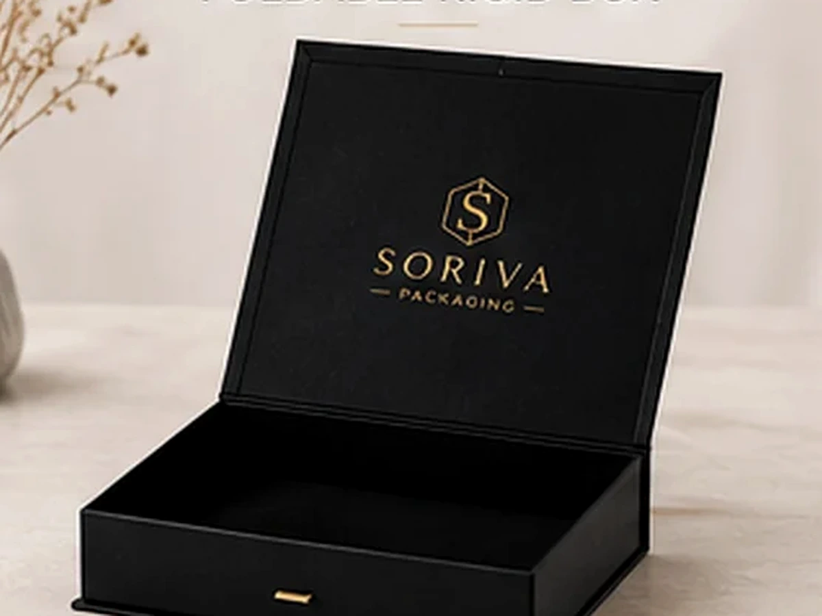 Custom foldable magnetic rigid box with luxury finish
